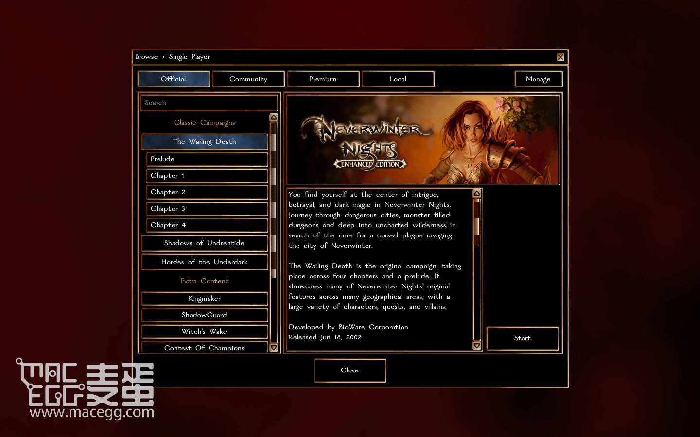 无冬之夜：增强版 Neverwinter Nights: Enhanced Edition for Mac v87.8193.35-40 英文原生版附DLC-2